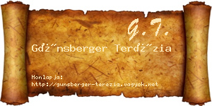 Günsberger Terézia névjegykártya